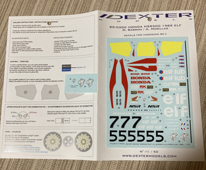**(DEXTER MODELS SD-03): 1/12 ホンダNSR500(ELF)#7/#55 1989 水転写デカールDEXTERSD03