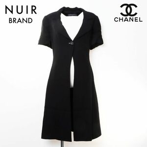 シャネル CHANEL コート ココマーク ボタン シルク ブラック