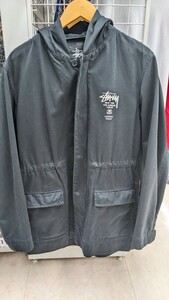 stussy ステューシー　ワールドツアー　フーデッドコート　Mサイズ　コットン　黒　フロントジップ　スナップボタン　状態良好　希少