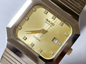 RADO ラドー 本物 DIASTAR ダイアスター【111.9511.3】12Pダイヤモンド文字盤 GOLDカラー 純正ブレスレット 高級腕時計