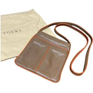 LOEWE ロエベ ナッパ レザー ショルダーバッグ ミニバッグ サコッシュ ブラウン系×オレンジ系 保存袋 スペイン