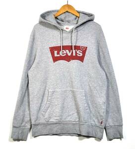 【Levis】リーバイス プルオーバーパーカー ロゴプリント グレーM 良品 