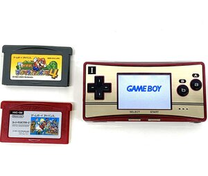 秦野店【中古品】11-115 任天堂 Nintendo ゲームボーイミクロ GAMEBOY micro OXY-001 ハッピーマリオ20th ソフト2個付き 簡易動作確認済み