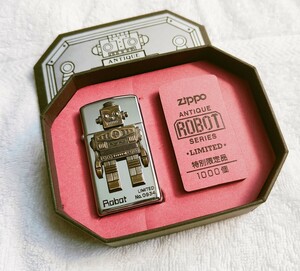 ZIPPO 立体　アンティークロボット　1996年 未使用　スリム　シリアルナンバー入り　立体メタル　レア　ジッポー