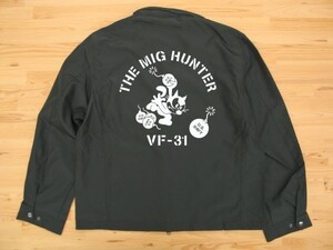 THE MIG HUNTER 黒 ジャケット(ソリッド) 白 4XL フライトma-1ミリタリー U.S. NAVY VF-31 VFA-31 トムキャット