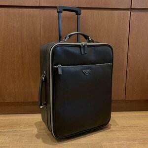 PRADA プラダ VV030M サフィアーノレザー キャリーケース スーツケース ネロ ブラック 黒 メンズ レディース 旅行 かばん 管理RY24003777