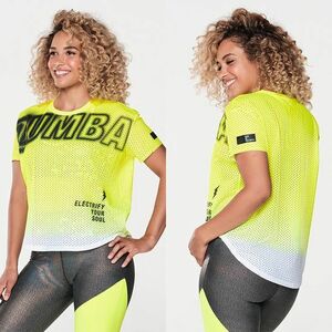 【正規品・新品】Mサイズ★ZUMBA・ズンバ★Electric Mesh Crew Neck Top