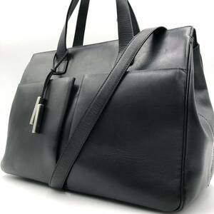 1円【極美品】BALLY バリー 2way ビジネス チャーム付き トート ショルダーバッグ レザー 本革 ブラック 黒 メンズ 書類 鞄 ブリーフケース