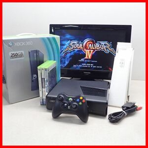 動作品 XBOX360S 本体 Model 1439 250GB + ソウルキャリバー IV 等 ソフト3本 まとめてセット Microsoft マイクロソフト 箱付【20