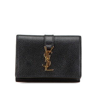 サンローラン YSLライン オリガミ タイニー ウォレット 三つ折り財布 669959 ブラック レザー レディース SAINT LAURENT 【中古】