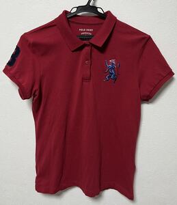 ジョルダーノレディース 半袖 ポロシャツ 刺繍（L)赤ゴルフGIORDANO半袖ポロシャツ ポロシャツ POLO