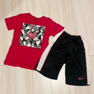 上下セット 140 こども DC NIKE DCSHOECOUSA ナイキ ハーフパンツ 半袖 s スポーツ ジャージ Tシャツ 運動着 美品 H