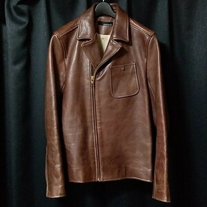 WHEREABOUTS ウェアラバウツ ダブルライダースジャケット カウレザー 牛革 ブラウン M 46 wewill martin margiela マルジェラ 日本製