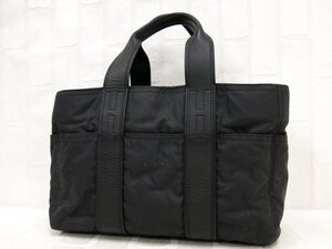 ◆HERMES エルメス◆アカプルコ◆ナイロン カーフ レザー 本革◆ハンド バッグ◆ブラック シルバー金具◆腕掛け◆通勤通学◆A8863