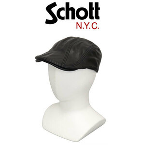 Schott (ショット) 2974002 LEATHER HUNTING CAP レザーハンチングキャップ 09(10)BLACK フリーサイズ