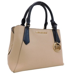 1円 ■ 極美品 マイケルコース ハンドバッグ ベージュ系 レザー MKサークルロゴ MICHAEL KORS ■E.Bmo.zE-07