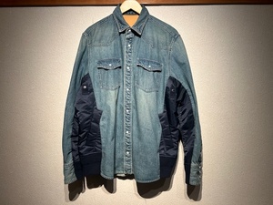 ♪送料無料★sacai★名作★ドッキングデニムシャツ★Docking Denim Shirt★サカイ★MA-1★再構築★AD2021★02510M★インディゴ×紺★2(M)♪