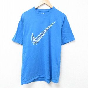 XL/古着 ナイキ NIKE 半袖 ブランド Tシャツ メンズ ビッグロゴ クルーネック 水色 24may21 中古