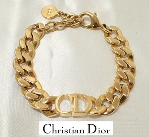 6052[T]存在感有♪Christian Dior ディオール ブレスレット ゴールドカラー CDシグネチャー♪