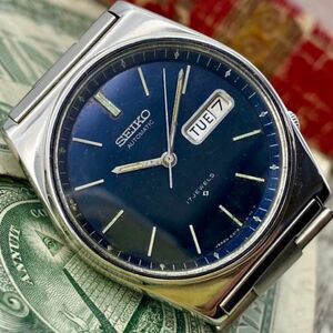 【動作良好】★送料無料★ セイコー SEIKO メンズ腕時計 ブラック 自動巻き ヴィンテージ アンティーク