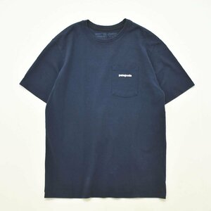 ★グッドデザイン！ 美品 アウトドア 古着 パタゴニア patagonia ポケット Tシャツ XS ネイビー バックロゴ クルーネック S／S メンズ★