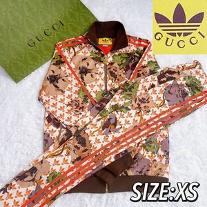 【新品】adidas×GUCCI セットアップ　ジャージ上下　花柄　 アディダス　グッチ　トラックジャケット　トラックパンツ　XS