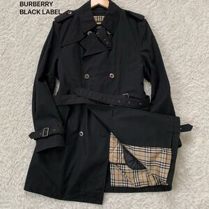 【希少・150周年記念】BURBERRY BLACK LABEL ライナー付 トレンチコート バーバリーブラックレーベル ノバチェック ジャケット M ブラック