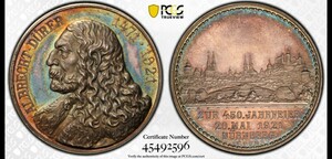 1921 ドイツ アルブレヒト・デューラー 生誕450周年 銀 メダル PCGS SP63 世界第３位