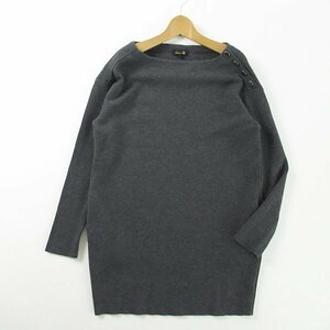 r4a071309★美品 Drawer ドゥロワー ウールニット ドロップショルダー コクーン系シルエット ワンピース グレー レディース 1