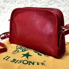 【美品・人気】il bisonte イルビゾンテ レザー ショルダーバッグ 赤