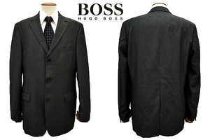 L-1945★BOSS HUGO BOSS ボス ヒューゴボス★通年 正規品 チャコールグレー ストライプ 3つボタン テーラードジャケット ブレザー 052