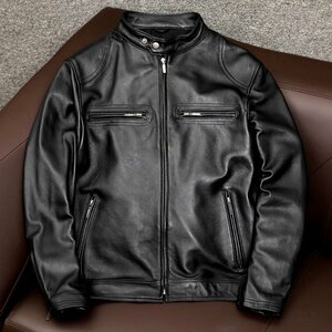 高品質 レザージャケット シングルライダース 革ジャン カウハイド 牛革 バイクレザー 本革 メンズファッション S～5XL