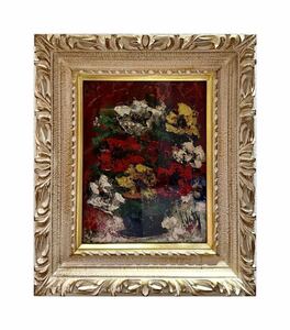 油彩 油絵 花 薔薇 美術品 静物画 額装 額付き