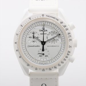 ■ 1円 ～ 正規 現行 美品 ■ オメガ × スウォッチ OMEGA × swatch ミッション トゥ ザ ムーンフェイズ 白 スヌーピー ムーンスウォッチ