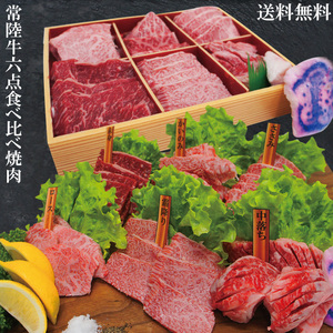 【送料無料】銘柄常陸牛Ａ５等級黒毛和牛６点盛り食べ比べ焼肉セット600g冷凍品3～4人前分 2セット購入でお肉増量中