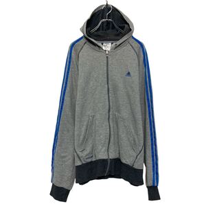 adidas プリント スウェット パーカー アディダス XL グレー ビッグサイズ フルジップ 古着卸 アメリカ仕入 a609-6502