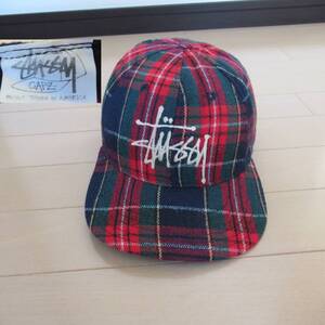 ★即決送込★激レア USA製 80s OLD STUSSY CAP チェック キャップ 帽子 オールド hat スナップバック old oldstussy ステューシー 6パネル