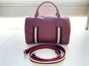 美品 BALLY バリー ミニ ボストン トートバッグ ハンドバッグ ショルダー 2Way 赤 レッド×ホワイト 160 サイズ1