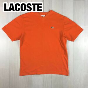 LACOSTE ラコステ 半袖Tシャツ 3 オレンジ ワニ Vネック