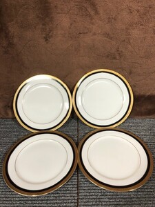 ★Ashford★丸皿★４枚セット★洋食器★金フチ★ディナープレート★デザート★平皿★中古品★金模様かすれあり★