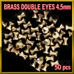 ★★ブラス ビーズ ダブルアイ ダンベル形状 Gold 50個セット Brass Beads 4.5mm DOUBLE EYES ◆