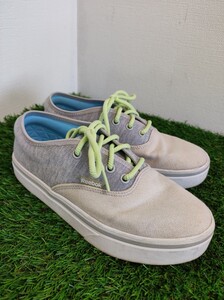 中古美品■リーボック■Reebok■デッキシューズ■スニーカー■レディース■23.5cm■アイボリー×グレー