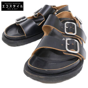 1円 BIRKENSTOCK ビルケンシュトック 【×ジルサンダー+】ブラック バックル レザーサンダル シューズ 40 メンズ