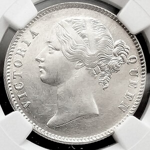 ★1円スタート 銀貨 1840年 インド ヴィクトリア女王1ルピー銀貨 鑑定 NGC MS61 ヤングヘッド シルバー アンティークコイン 金貨銀貨出品