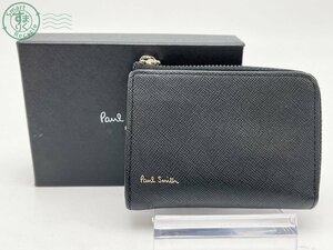 AK0105471　▽ Paul Smith ポールスミス ラウンドジップ 財布 小銭入れ カードケース 定期入れ ブラック レザー 中古