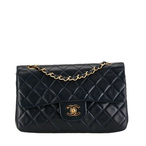 シャネル マトラッセ23 ココマーク ダブルフラップ チェーン ショルダーバッグ ブラック レザー レディース CHANEL 【中古】