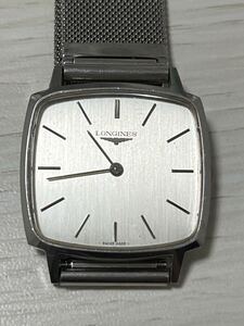 【E24070202】1円〜 LONGINES ロンジン 腕時計 シルバー文字盤 ベルト ステンレス スクエア ヴィンテージ レディース 手巻き 