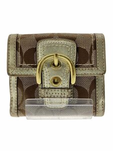 COACH◆3つ折り財布/レザー/GLD/モノグラム/レディース