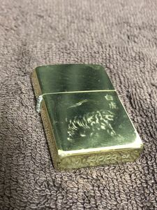 ZIPPO ジッポー ジッポ ジッポライター オイルライター　2002年製 白虎　トラ　中古品　金色　ゴールド