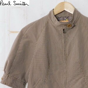 ポールスミスPaul Smith■ジップジャケット 半袖 ブルゾン チェック柄 日本製■■ブラウン系 ※NK3523287